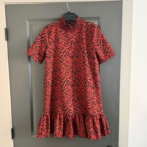 Zara Deep Red and Black Tiger Print Dress